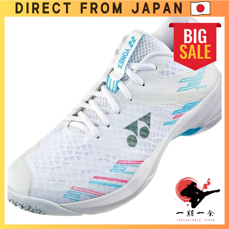 YONEX Power Cushion Cascade Accel Mid Badminton Shoes - White/Sky Blue ...