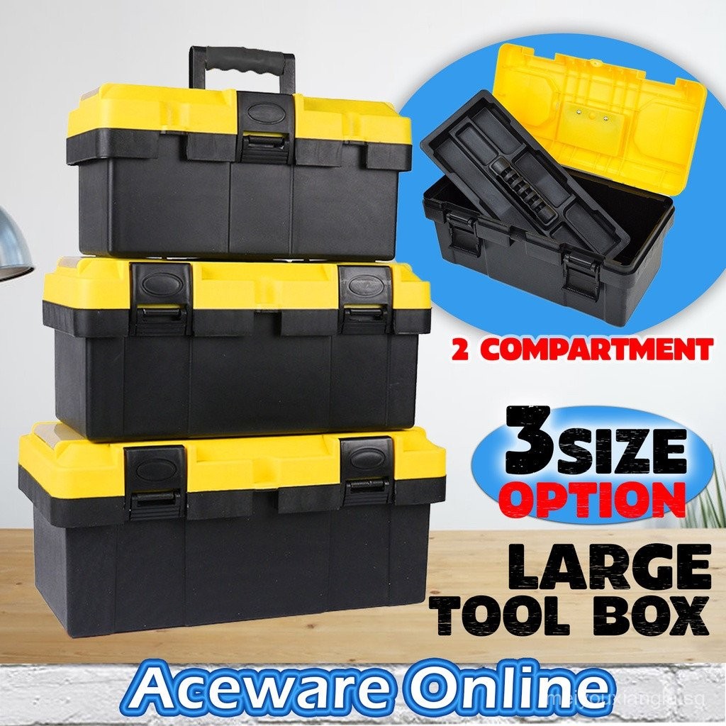 14/ 17/ 19 Inch Big Tool Box Heavy Duty Toolbox Plastic Tool Storage ...