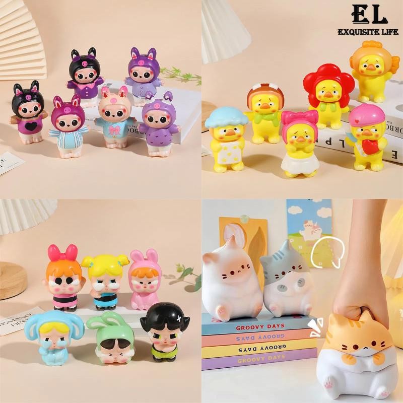 Labubu Squeeze Toy Cartoon Upsetduck Cat Slow Rebound Pinching Stress ...