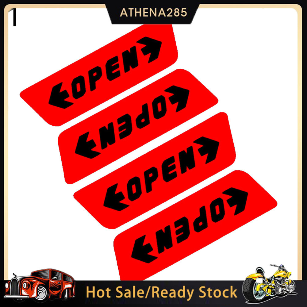 4Pcs/Set Car Door Open Sticker Reflective Tape Safety Warning Sign Auto