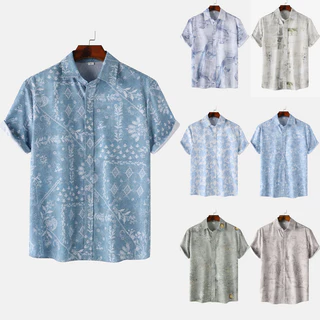 Neon Color Skull Mens Cuban Shirt Short Sleeve Button Down Hawaiian Shirts  Casual Beach Shirts Dress Shirts