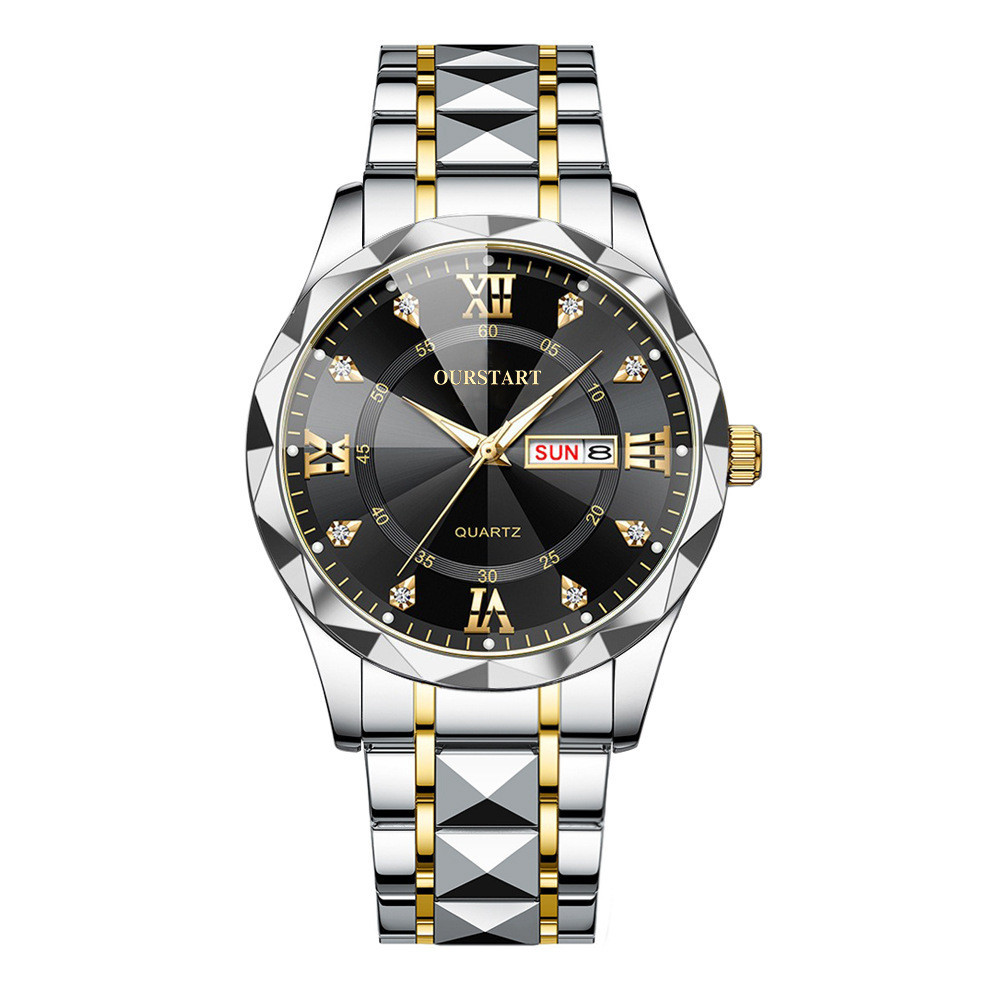 POSHI Men s Luxury Business Stainless Steel Gold Black Fashion Waterproof Quartz Watch Luminous Automatic Date Swiss Wrist Watch for Men Shopee Singapore