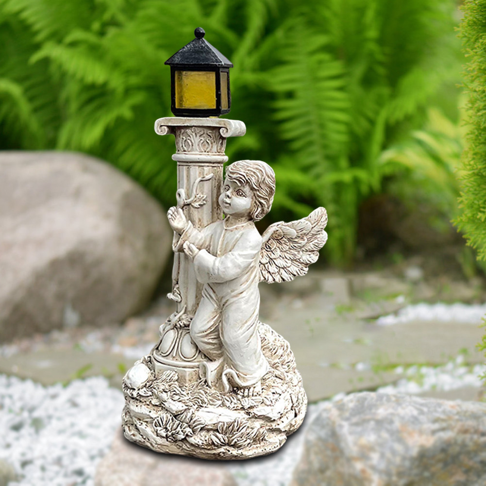Angel Statue with Solar Lights Angel Sculpture for Garden Porch Patio ...