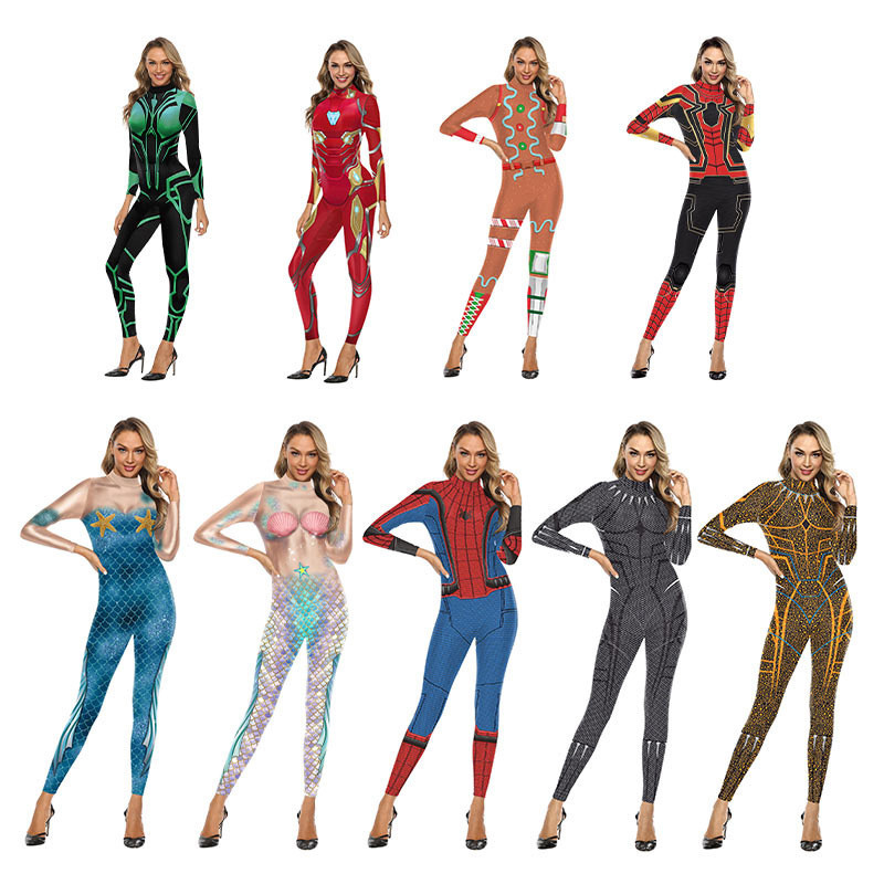 Cosplay Fish Scale Jumpsuit Avengers Spiderman 3D Printed Performance