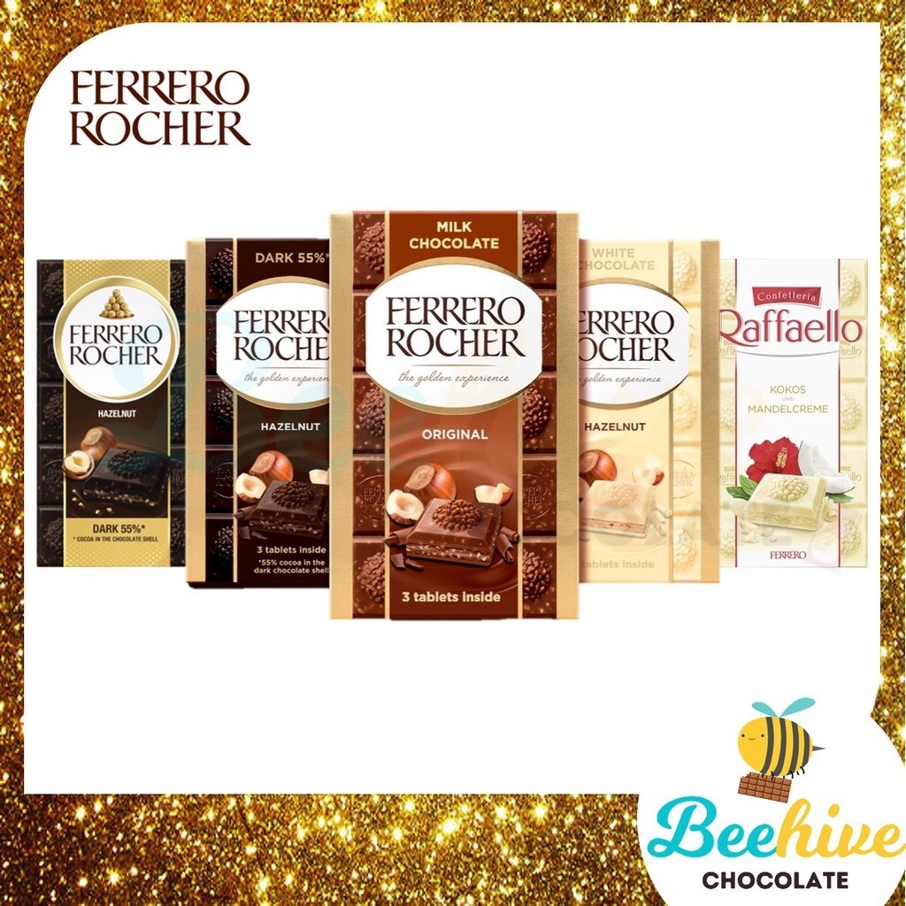 Ferrero Rocher Chocolate Bar 90g - 270g [Milk/Dark/White/Raffaello ...