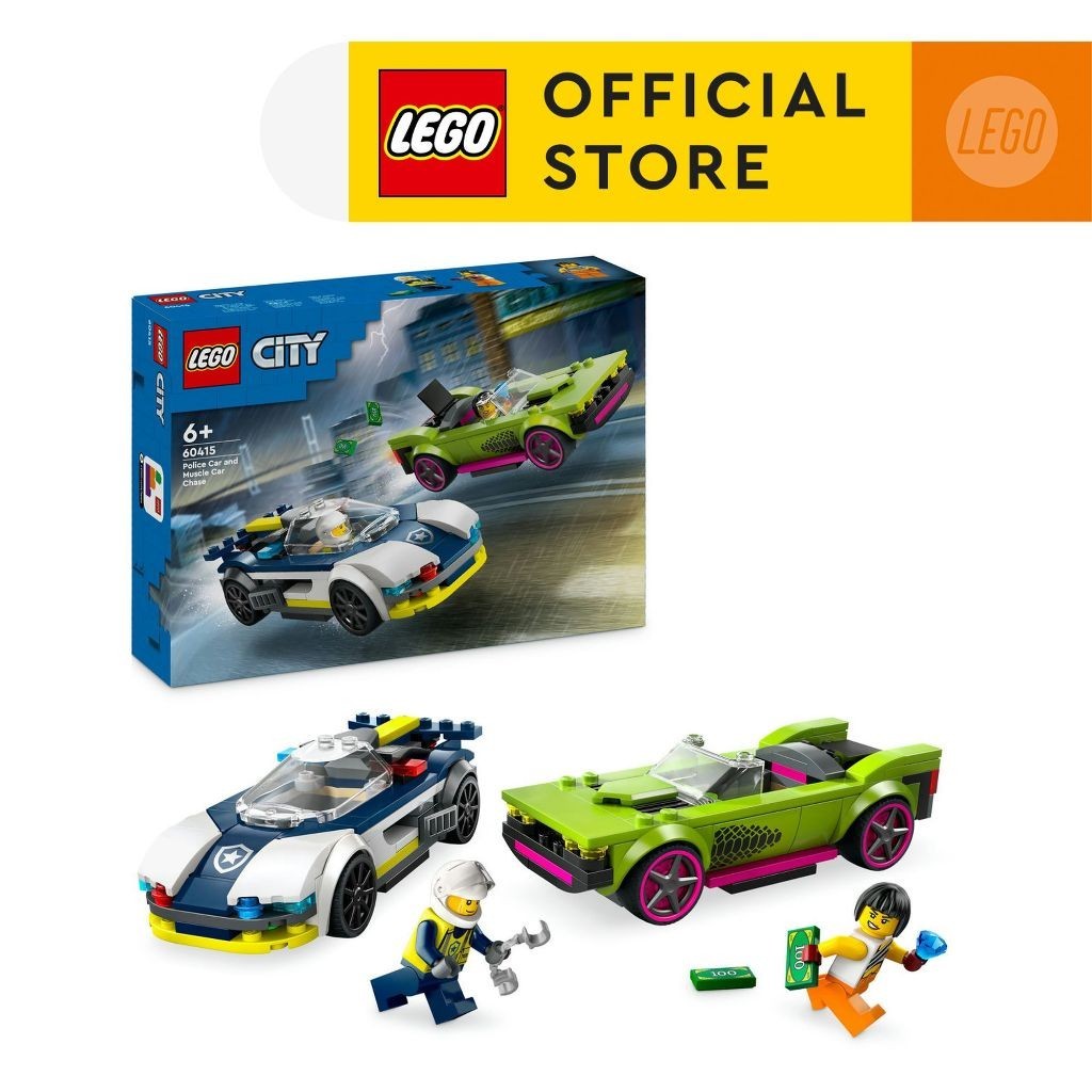 LEGO City 60415 Police Car and Muscle Car Chase Building Set Toys (213 ...