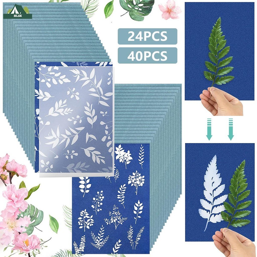 24pcs/40pcs Sun Print Paper Kit Sun Art Paper Sensitivity Nature ...