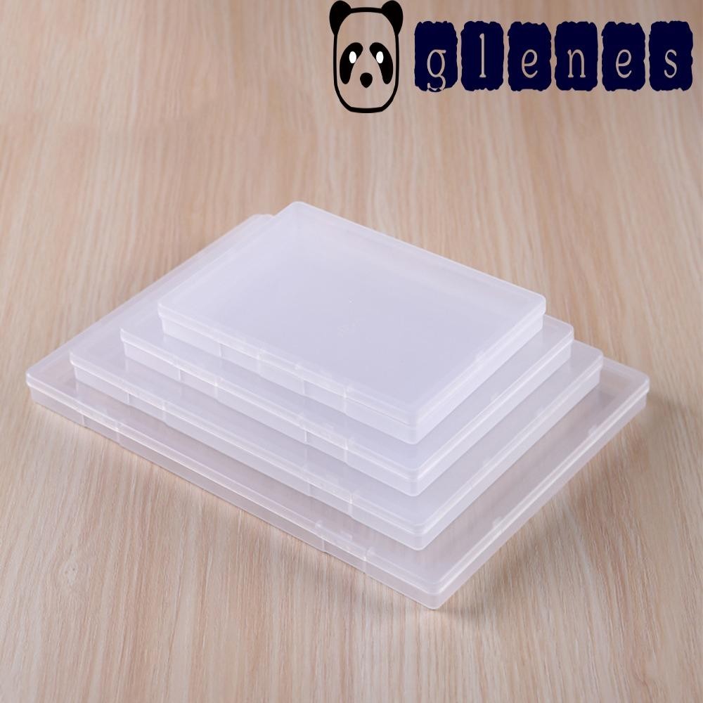 GLENES Rectangular Plastic Clear Storage Box, Container Case Flat ...
