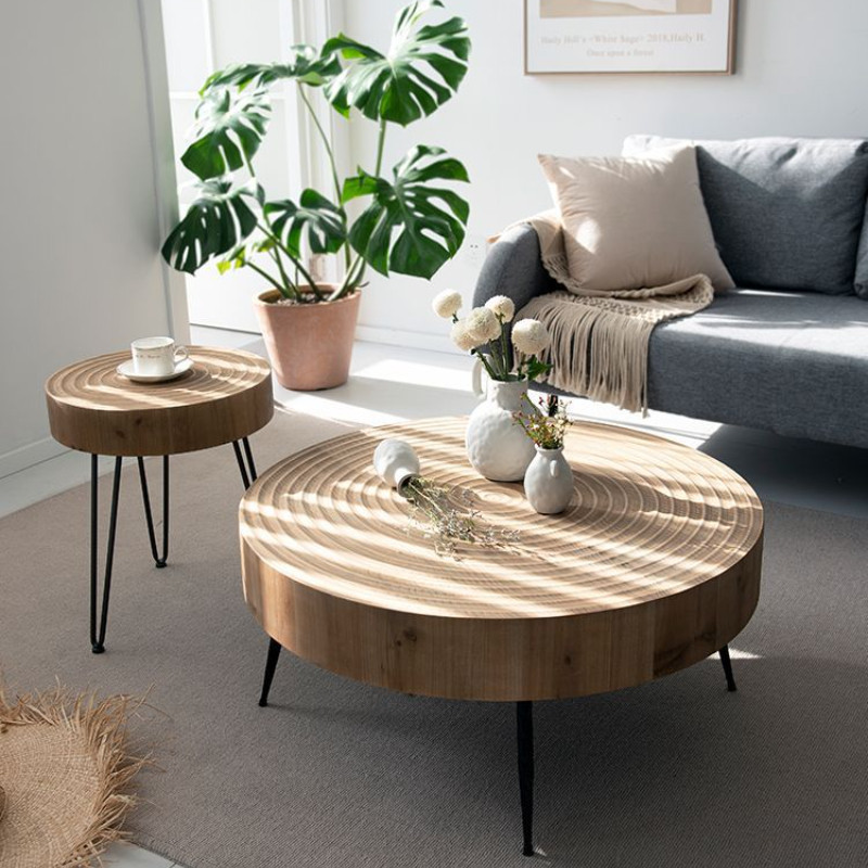 Coffee Table Round Coffee Table Solid Wood Round Table Small Apartment