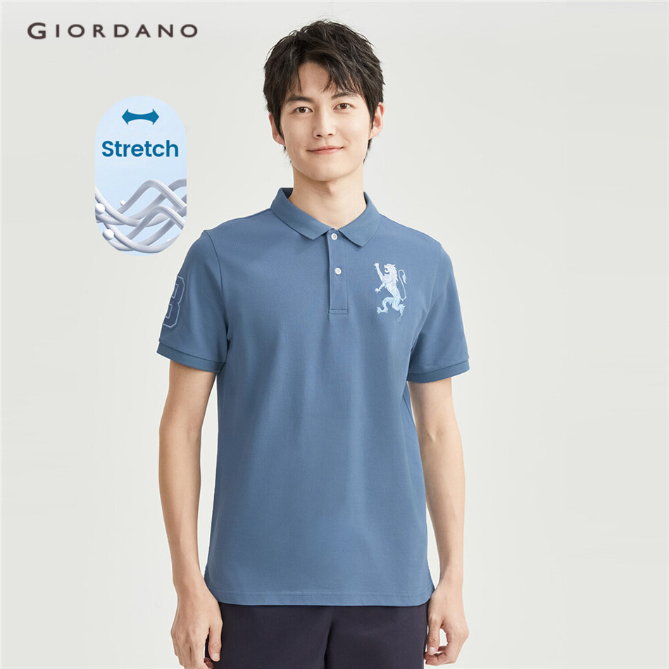 3D Lion Embroidery Short-sleeve Polo Shirt