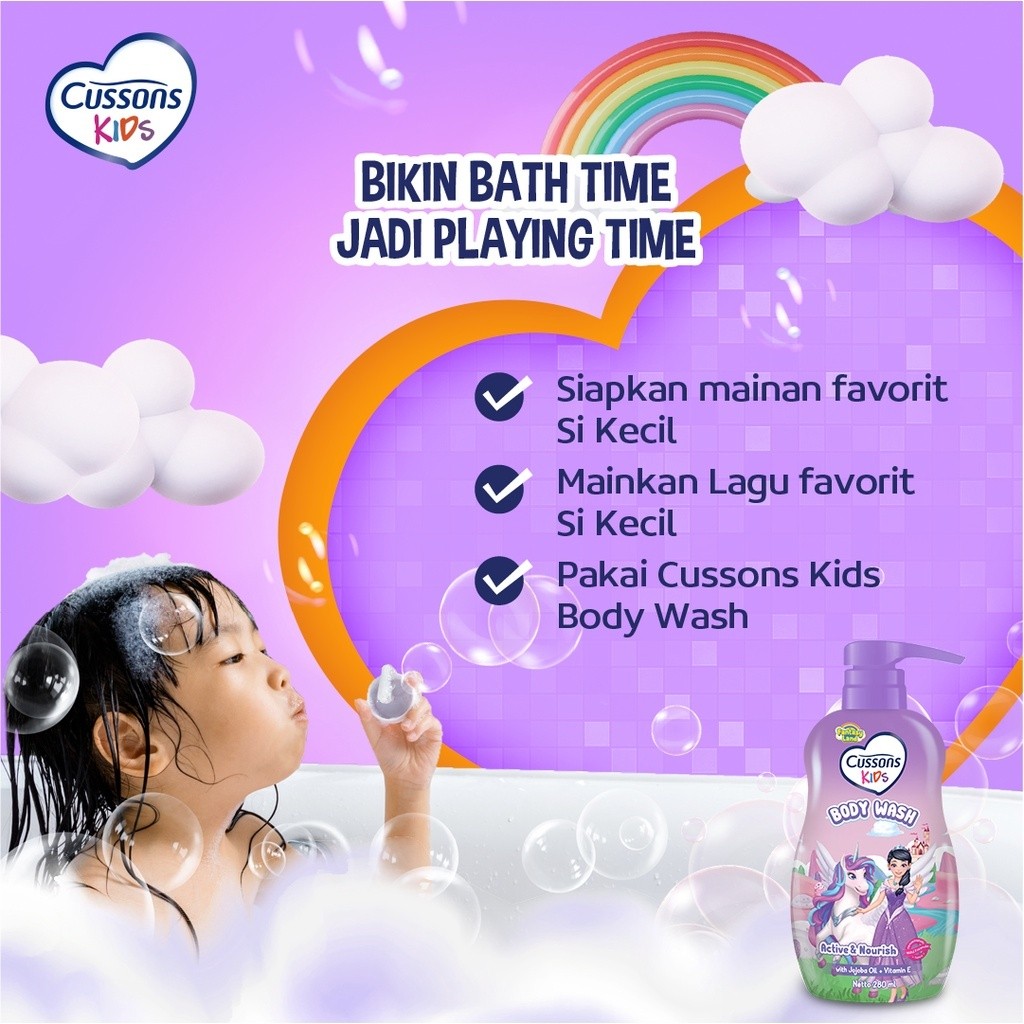 Cussons Kids Body Wash Unicorn Active & Nourish - Sabun Mandi Anak / Merah Jingga Official - Gambar 4