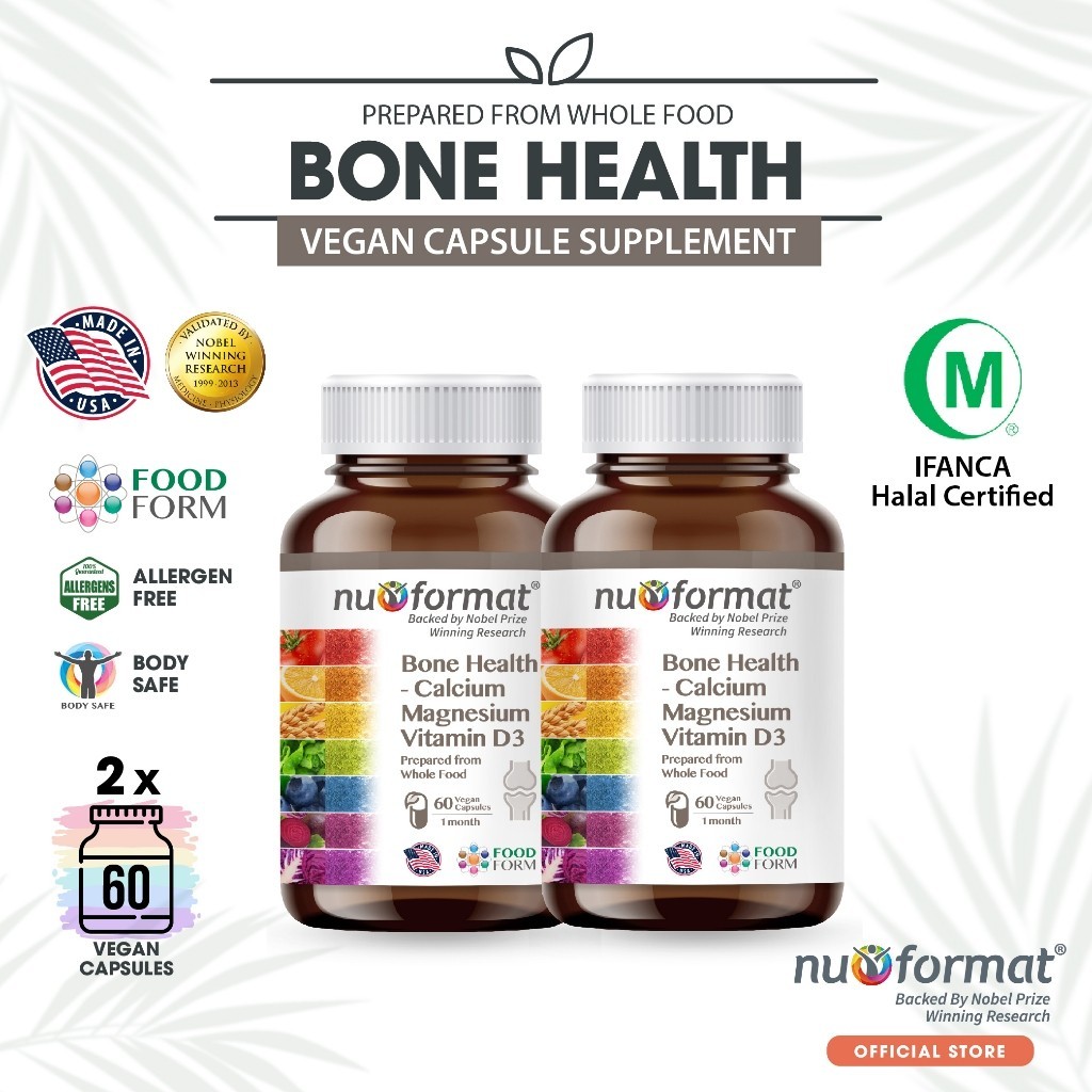 NU-FORMAT Bone Health Calcium Magnesium Vitamin D3 Vegan Supplement ...
