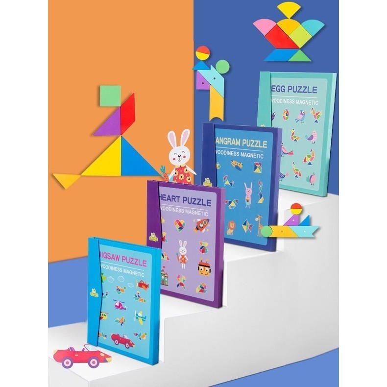 3D Magnetic Toys Jigsaw Tangram Puzzles for Kids Montessori Learning ...