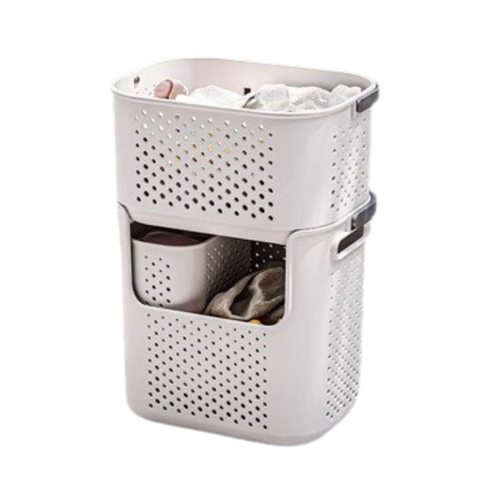 White Stacking Plastic Laundry Baskets