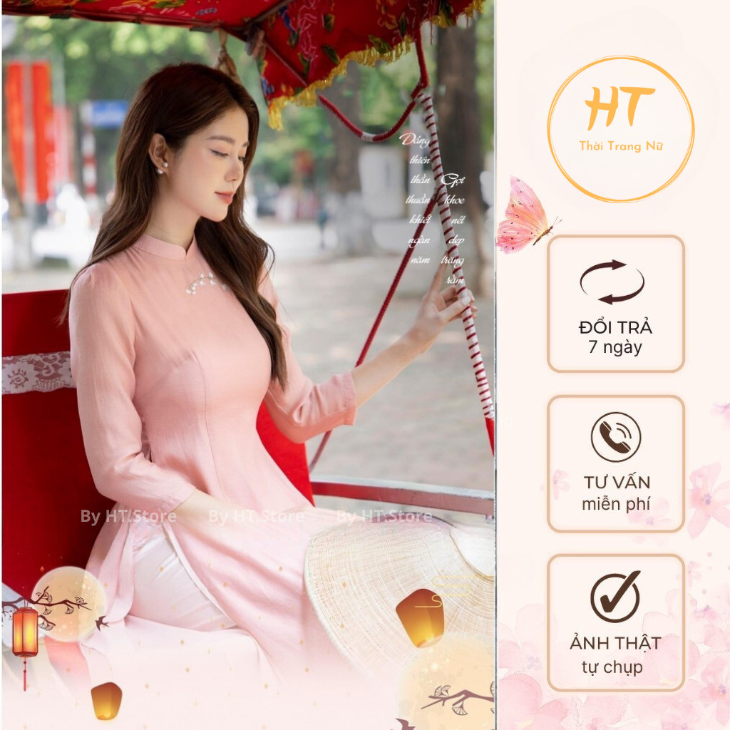 Innovative ao dai, hand-embroidered floral ao dai made of Linh Lan silk ...