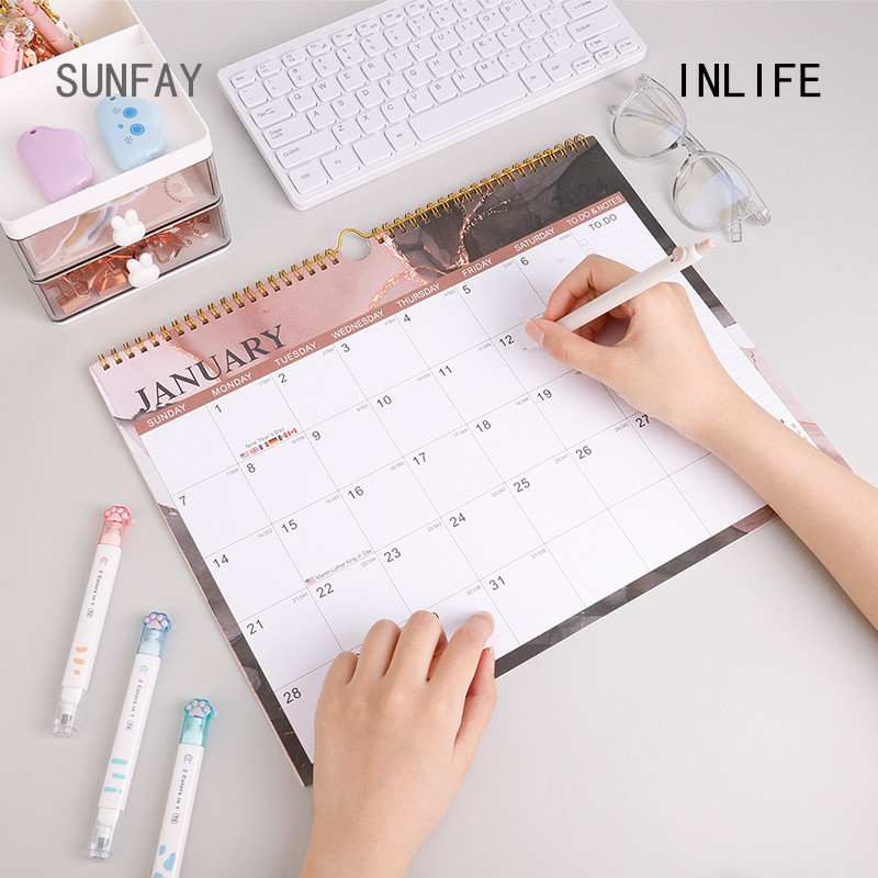 INLIFE 2024 English Wall Calendar Countdown Desktop Calendar And Simple Calendar Notes Annual