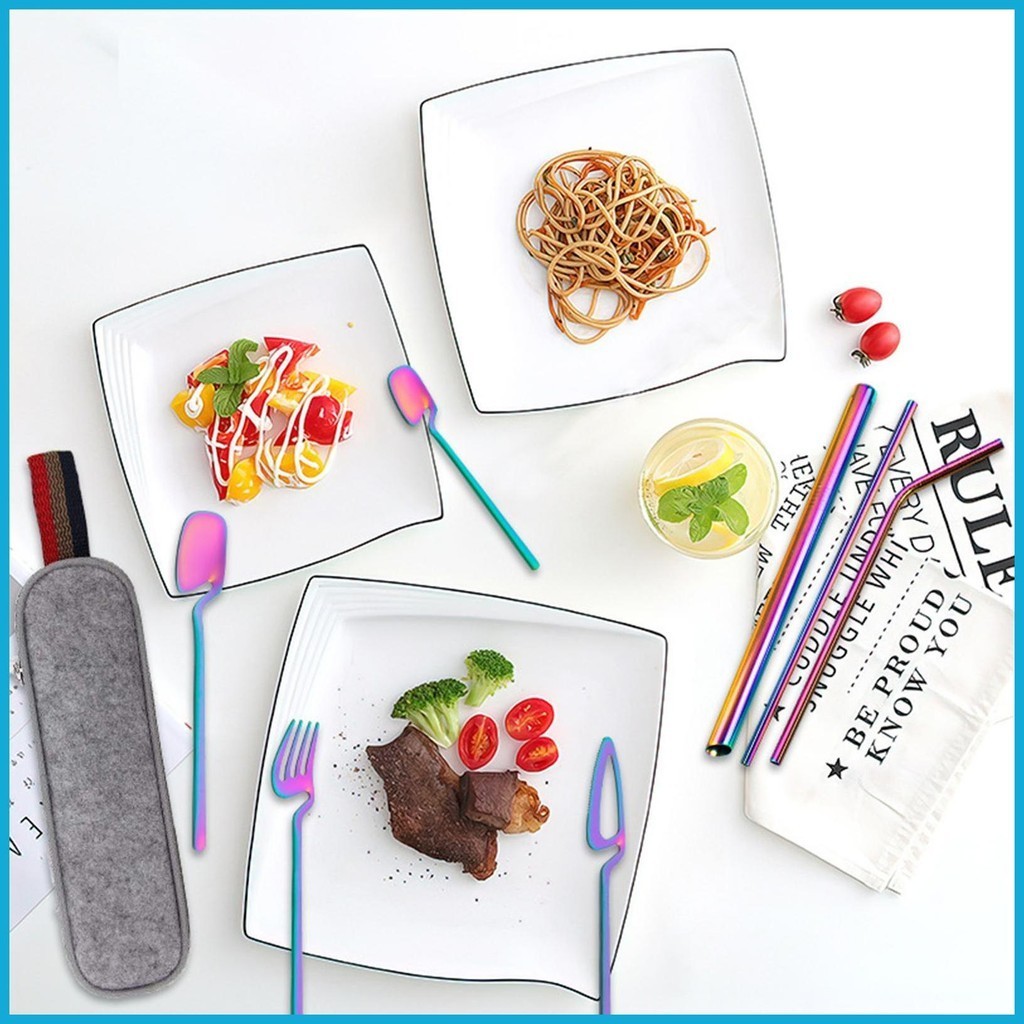 Forks and Spoons Silverware Flatware Serving Silverware Set 9 PCS Fork