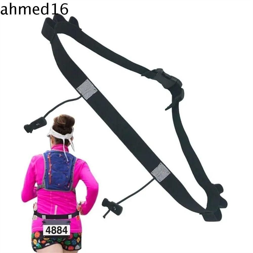 AHMED Marathon Race Number Belt, Gel Holder Reflective Tape Running