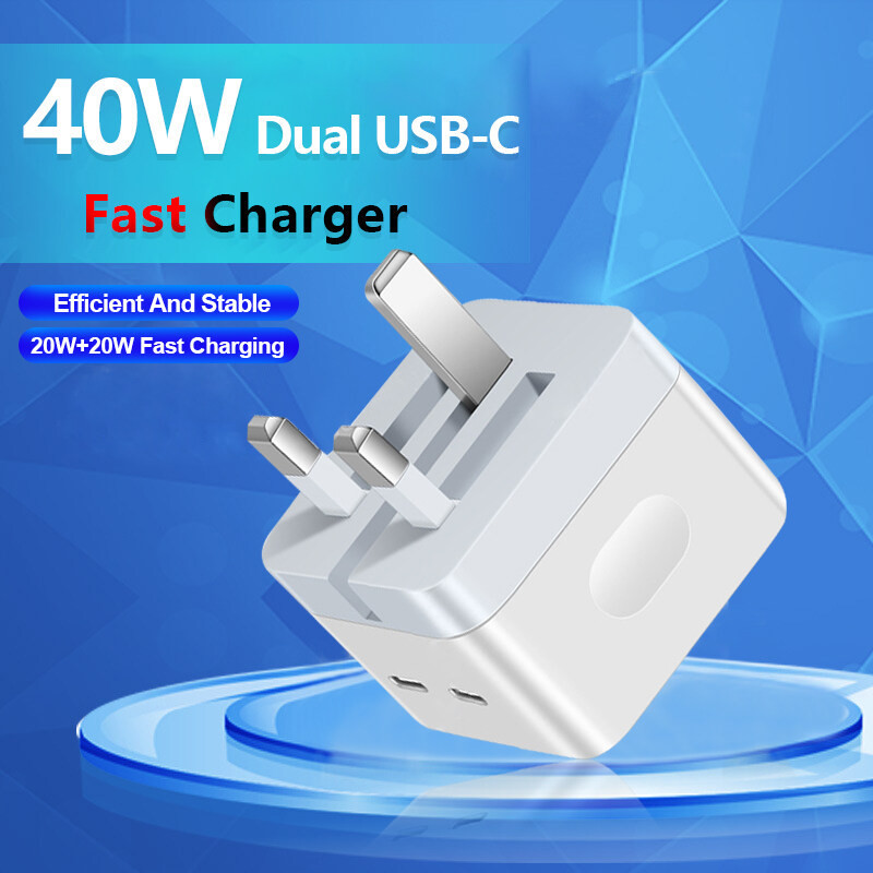 40W Dual PD USB C Power Adapter 20W Type C Fast Charger for Phone Pad ...