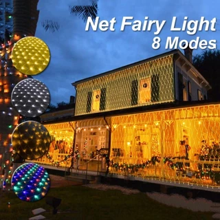 LED Fairy String Lights Hari Raya Fishing Net Light Outdoor Waterproof  Wedding Party Balcony Fence Window Decoration LED Light