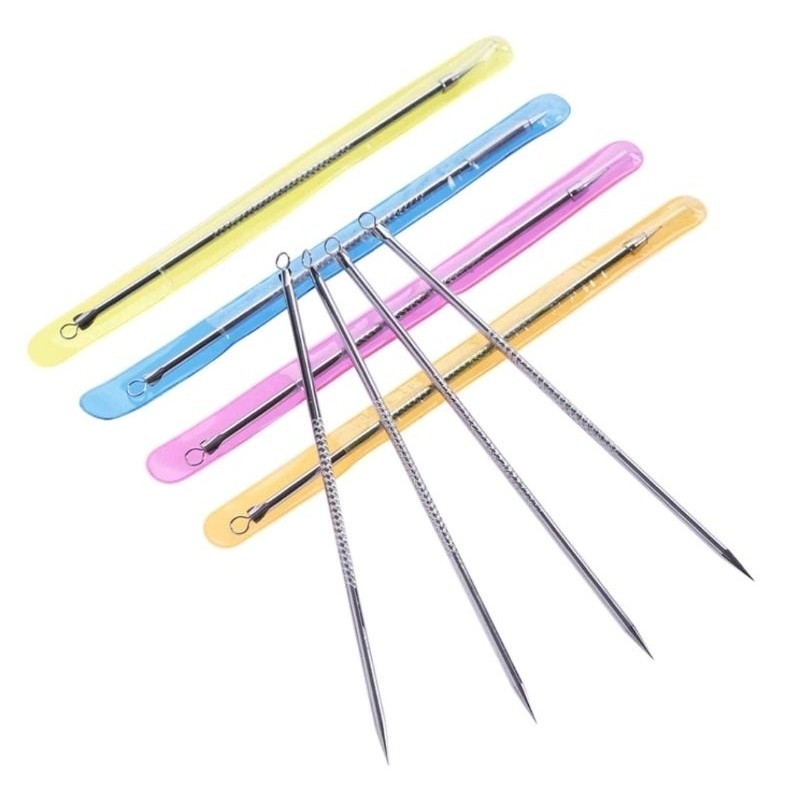 1PCS Alat Pencet Komedo Jerawat Perawatan Wajah Pencetan Jarum Pinset Stainless Kecil Facial Blackhead Removal A248 - Gambar 3