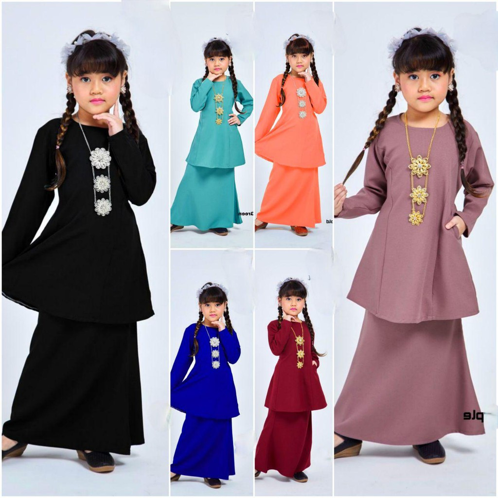 BAJU KURUNG RIAU MODEN BUDAK KIDS BAJU RAYA 2024 BRIDESMAID PURPLE DUSTY GREEN ROSE GOLD MAROON