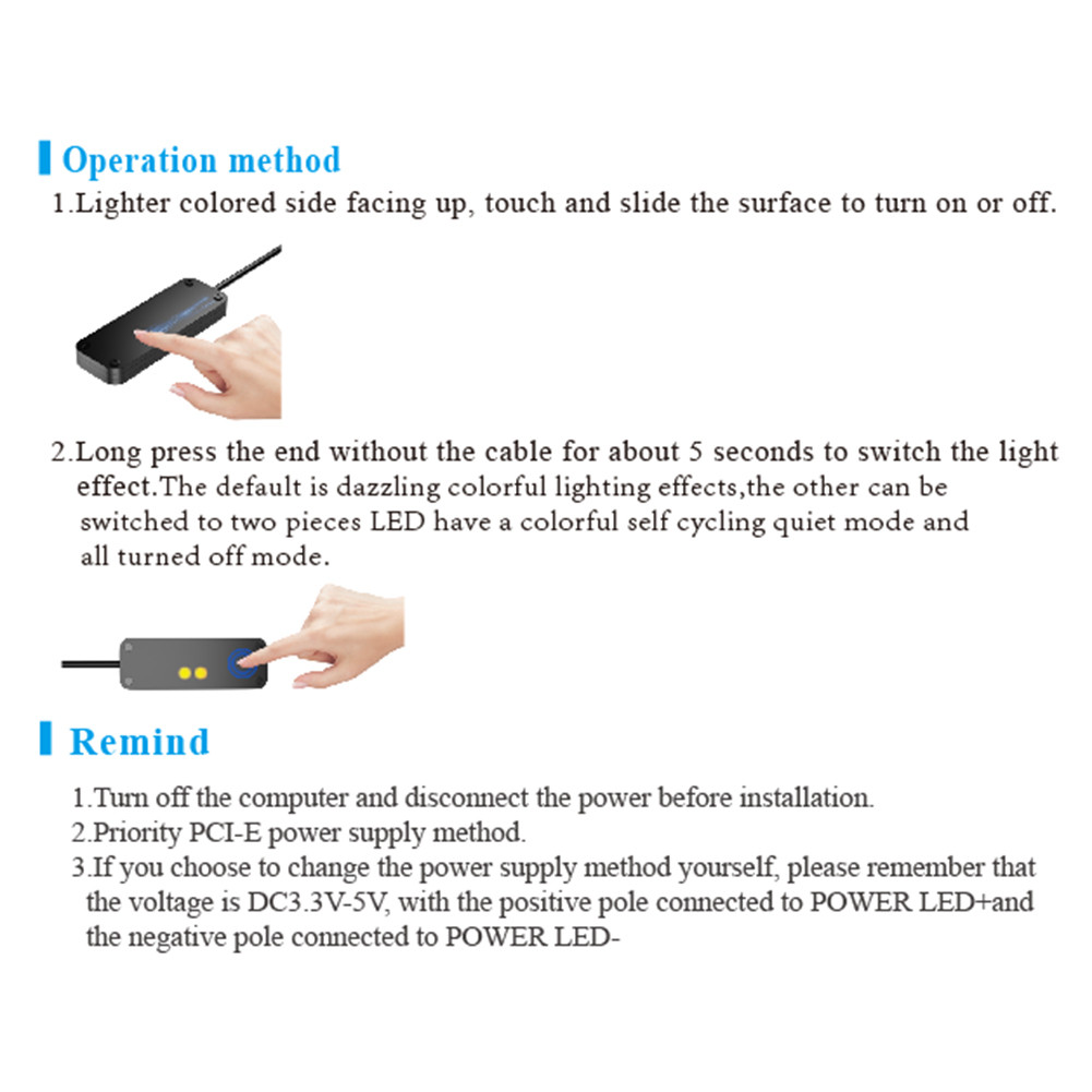 PC Power Switch Finger Slide ON/OFF RGB Light Effect Motherboard ...