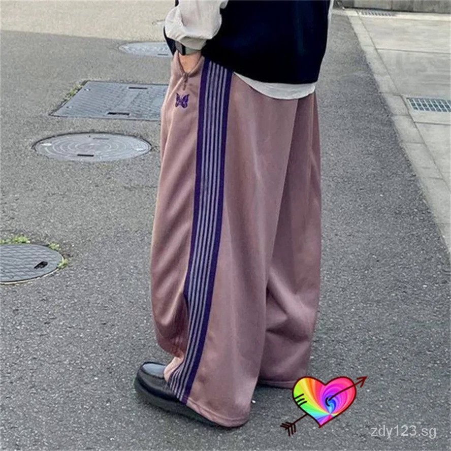 2023 Oversized Taupe Needles Pants Men Women 1 1 Wide Leg Needles Track Pants Butterfly Logo Sweatpants AWGE Sport Trousers Shopee Singapore