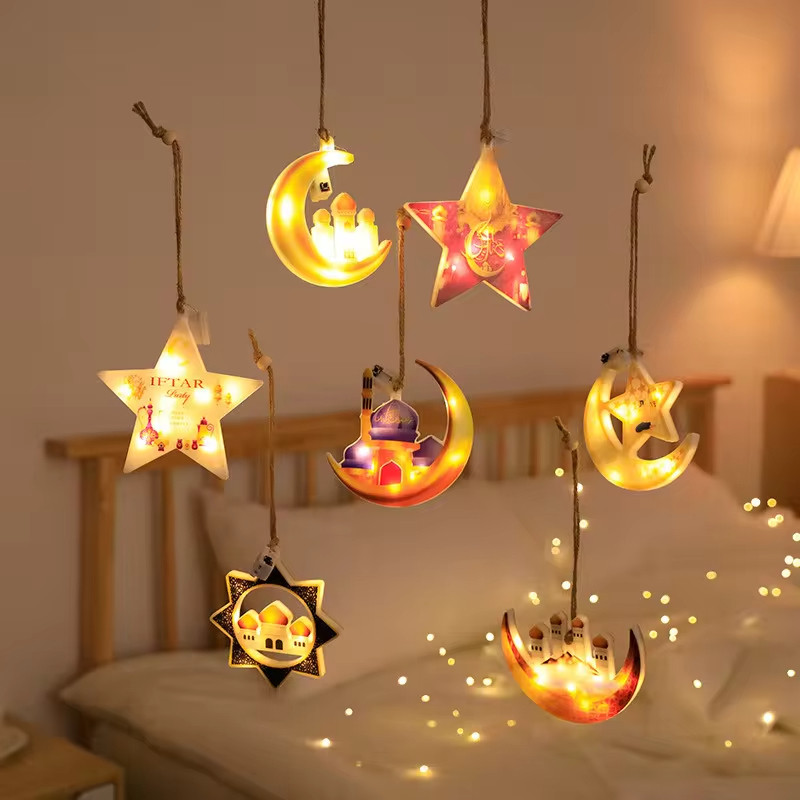 Hari Raya EID Hanging Lights Stars Moon Light Ramadan Mubarak Islam ...