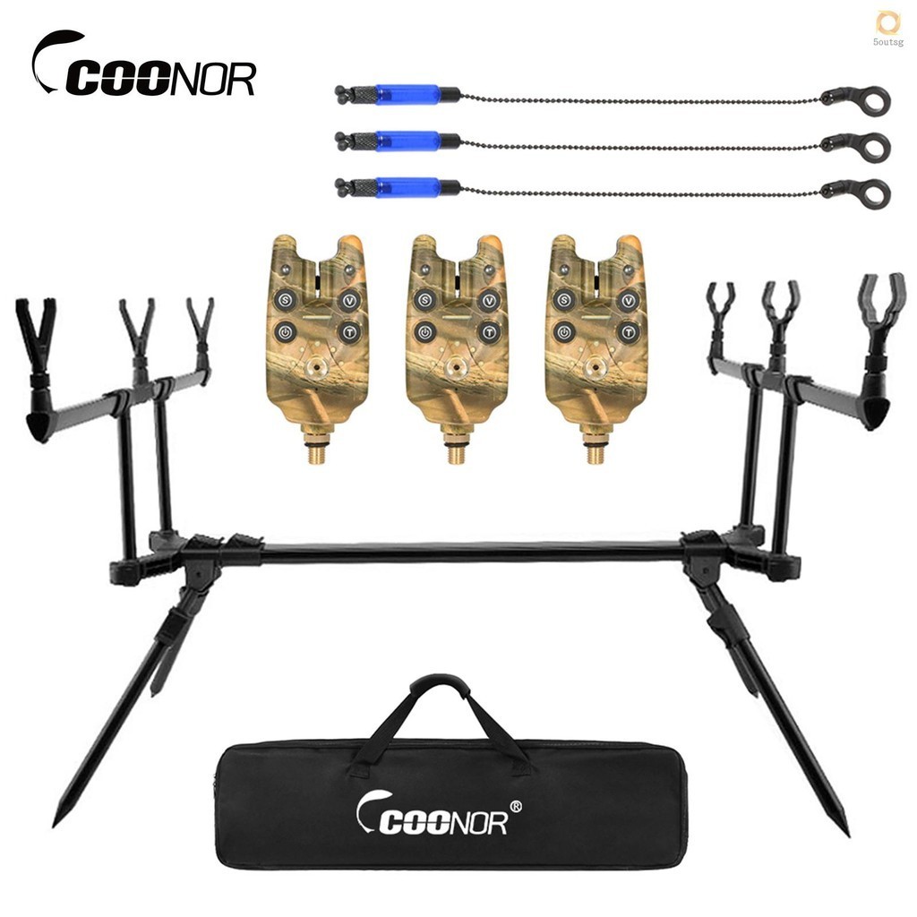 Adjustable Retractable Carp Fishing Rod Stand Holder Fishing Pole Pod Stand  with 3 Fishing Bite Alarms 3 Fishing Bait Swinger Fishing Tackle Set Fishing  Accessories SGXP