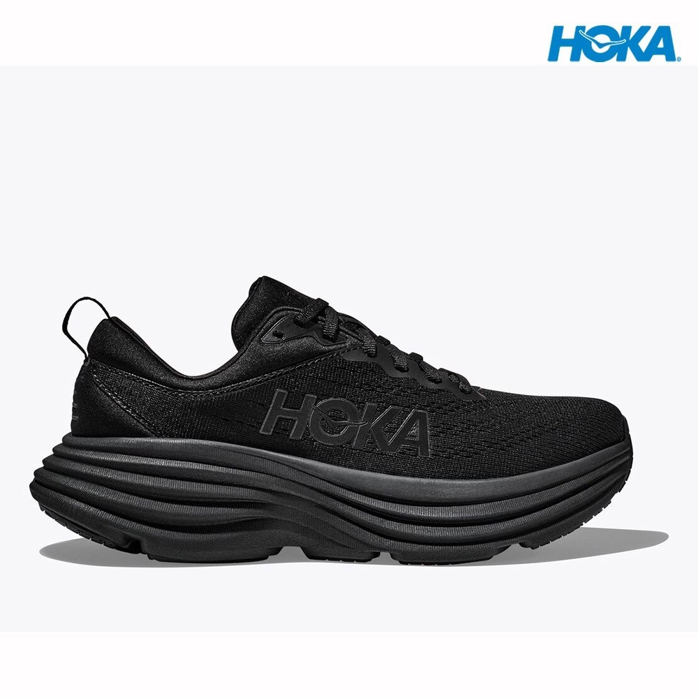 Hoka men Bondi 8 wide running shoes-black/black | Shopee Singapore