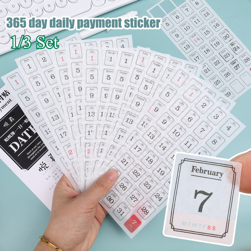 Student Study Work Time Management Adhesive Calendar Sticker - 365 Day ...