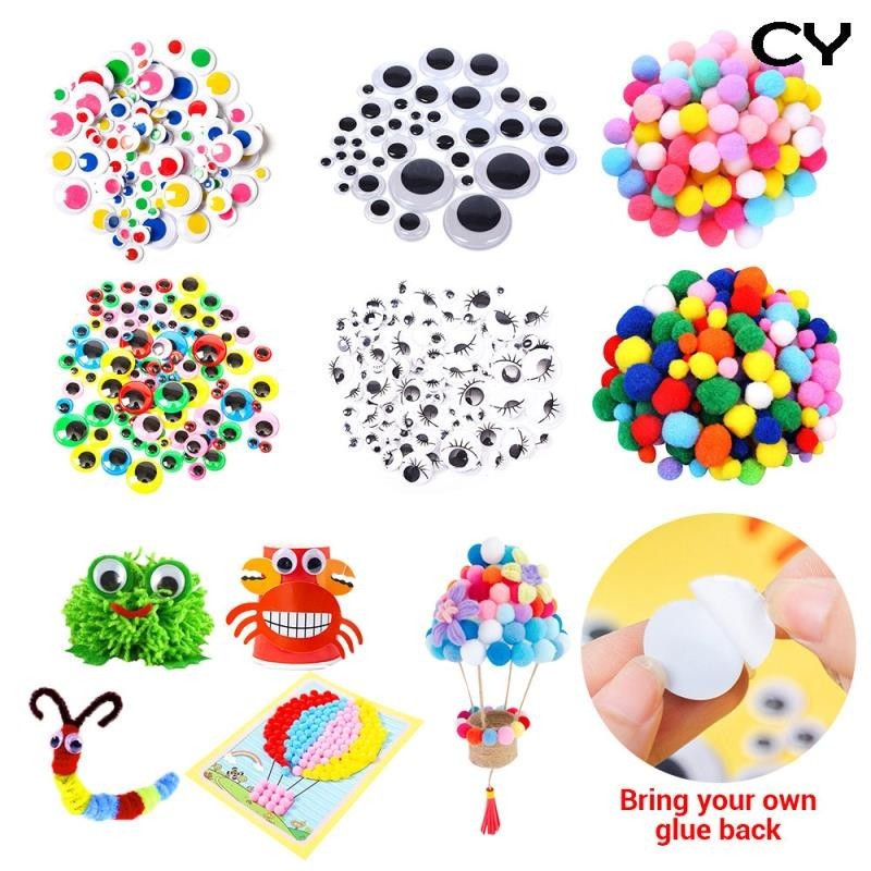 200/100Ps Self-Adhesive Wiggly Googly Doll Eye Movable Simulation ...