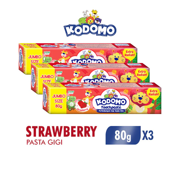 Kodomo Pasta Gigi Jumbo Strawberry 80 gr x3