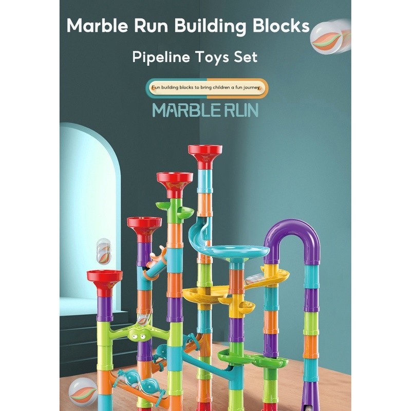 DIY 197pcs Marble Race Run Maze Building Blocks Set Maze Track Building ...