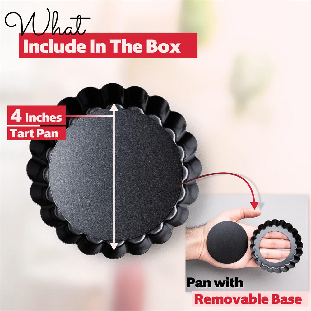 DECWXON 12 PCS Egg Tart Molds Tart Pan 3 Inch Mini Quiche Pans Mini Pie Pan Small Baking Molds, Mini Tart Pans Removable Bottom Reusable Bakeware For Cheese Cakes, Desserts