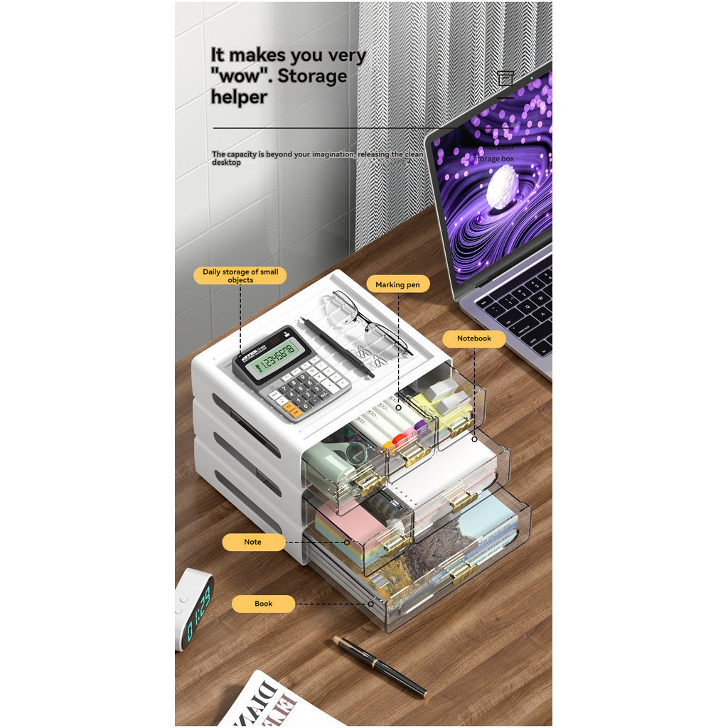 Desktop Storage Box Tidy Box Multi-layer Stackable Drawer-style ...