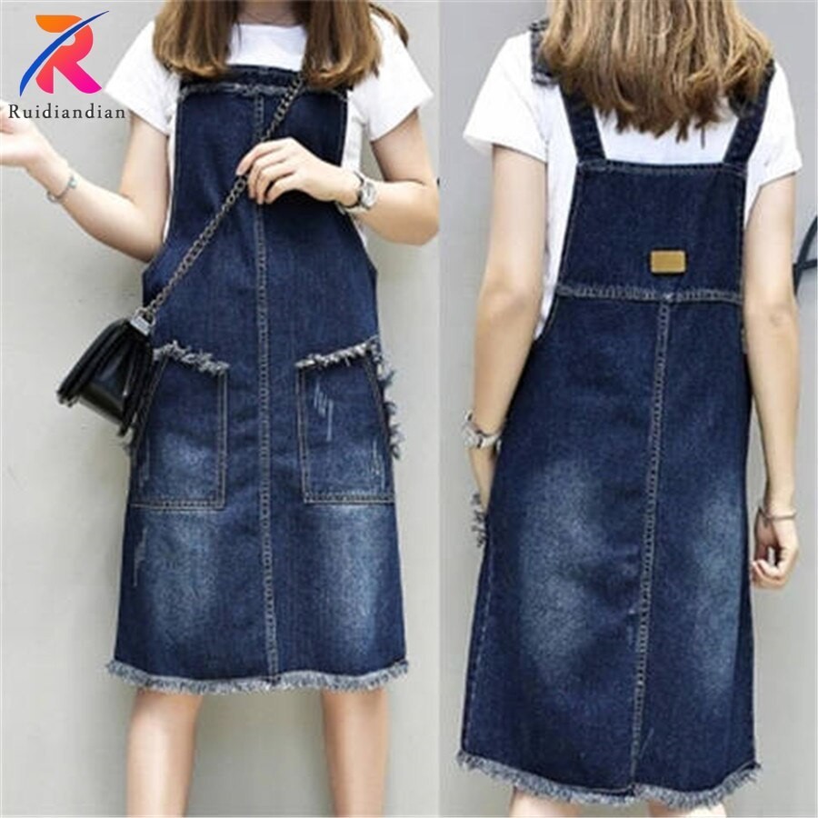 Ruidiandian Plus Size 5XL Women Denim Dress Sundress Casual Loose ...