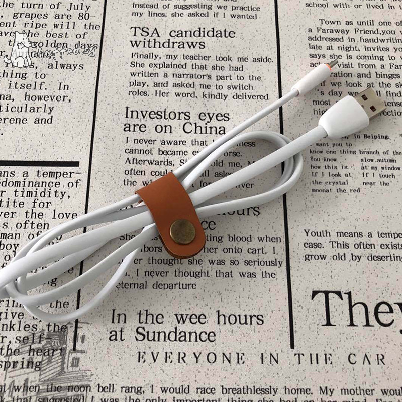 chuffed Earphone Wire Organizer Genuine Leather Cable Winder Data Cable