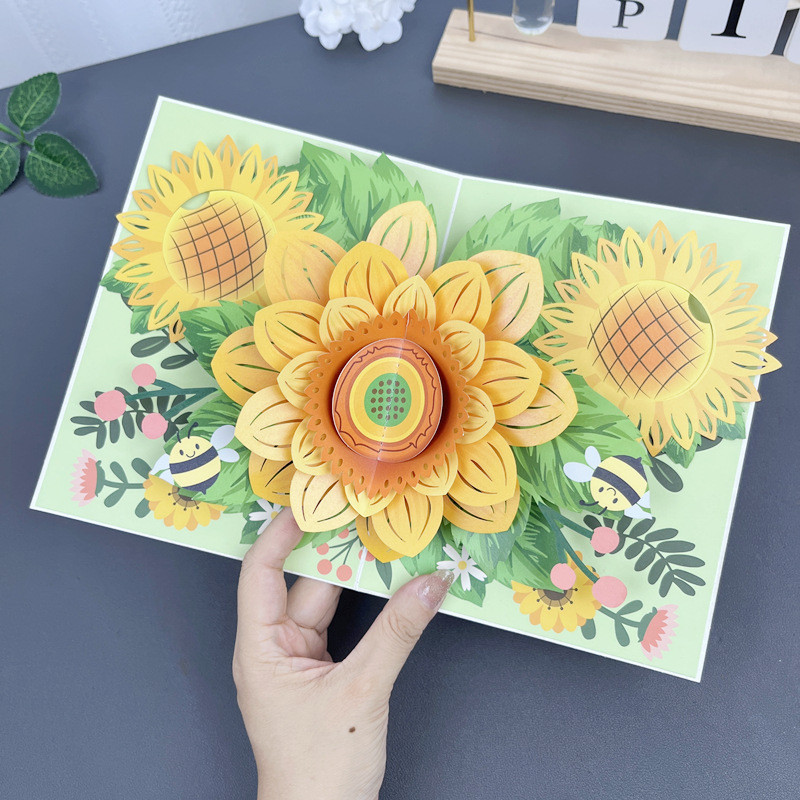 3 Pieces Creative 3D Pop Up Greeting Cards Flower Butterfly Craft Card With Envelope For Birthday, Thanksgiving, Mother's Day, Christmas Greeting Card