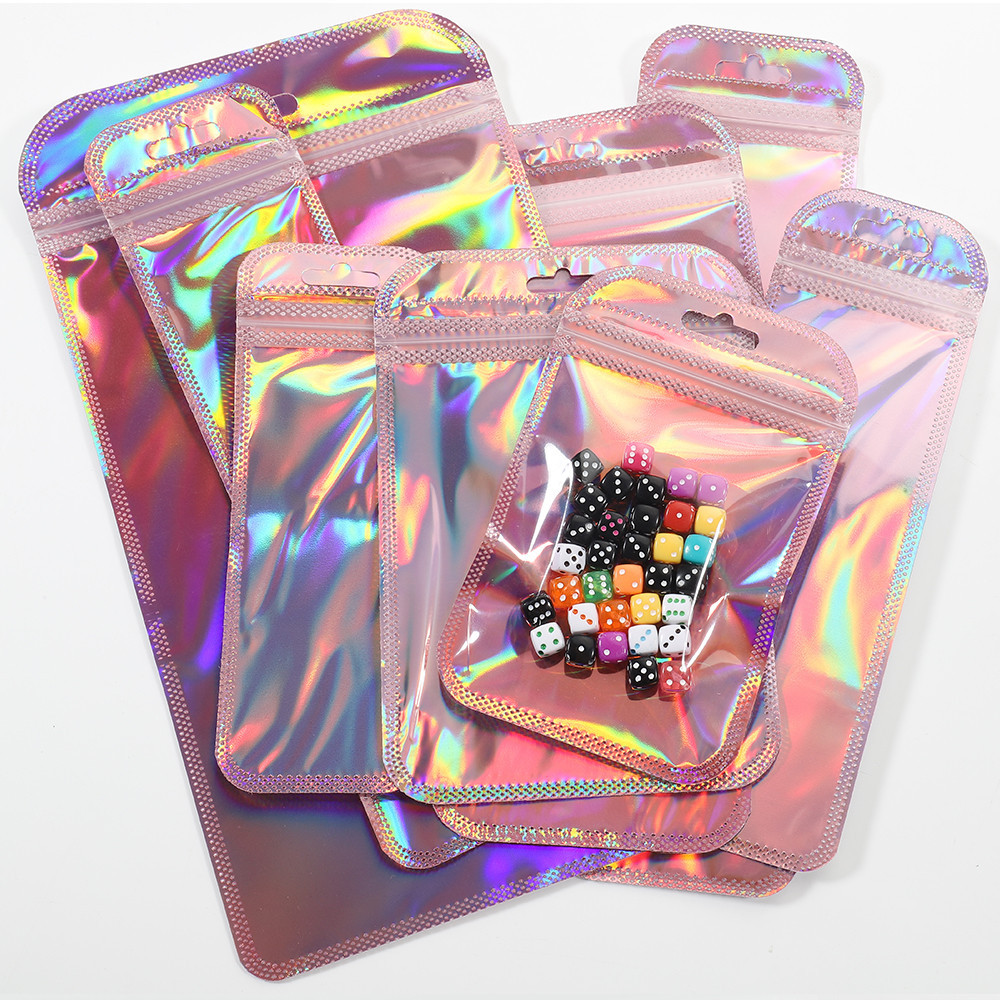 50pcs Iridescent Self Sealing OPP Bags Laser Iridescent Zip lock ...