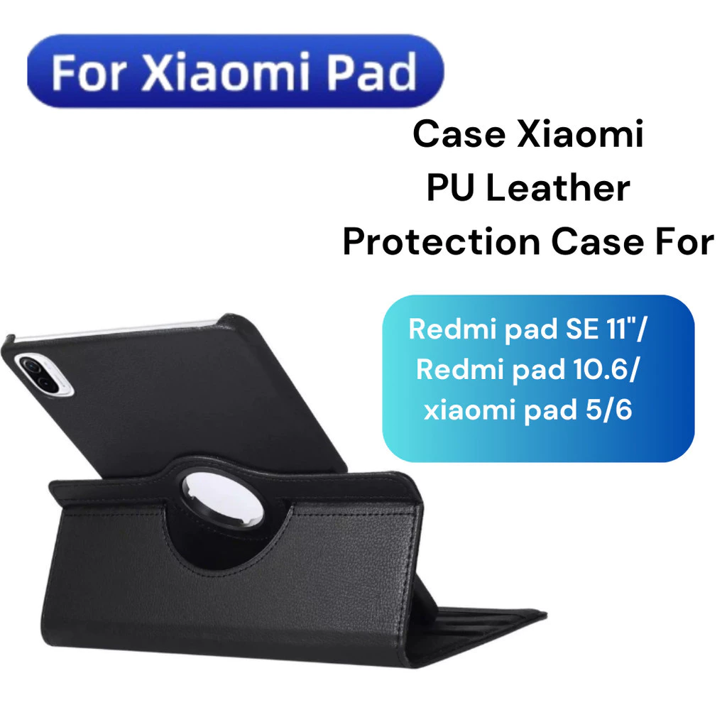 Case Flip 360 Rotate Cover Leather For Redmi Pad 2 / Xiaomi Pad 5/6 / Redmi Pad SE 11"/ Redmi Pad 10,61"/ Xiaomi Pad 6s Pro 12.4"/Redmi Pad SE 8.7"/ Redmi Pad Pro 12.1" Multi Angle View With Rubber Strap - Gambar 2