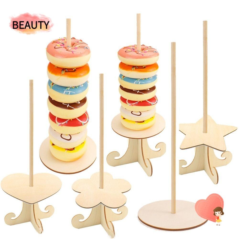 BEAUTY Wood Donuts Stand Holder, Sweet Cart Wooden Donut Rack, Candy ...