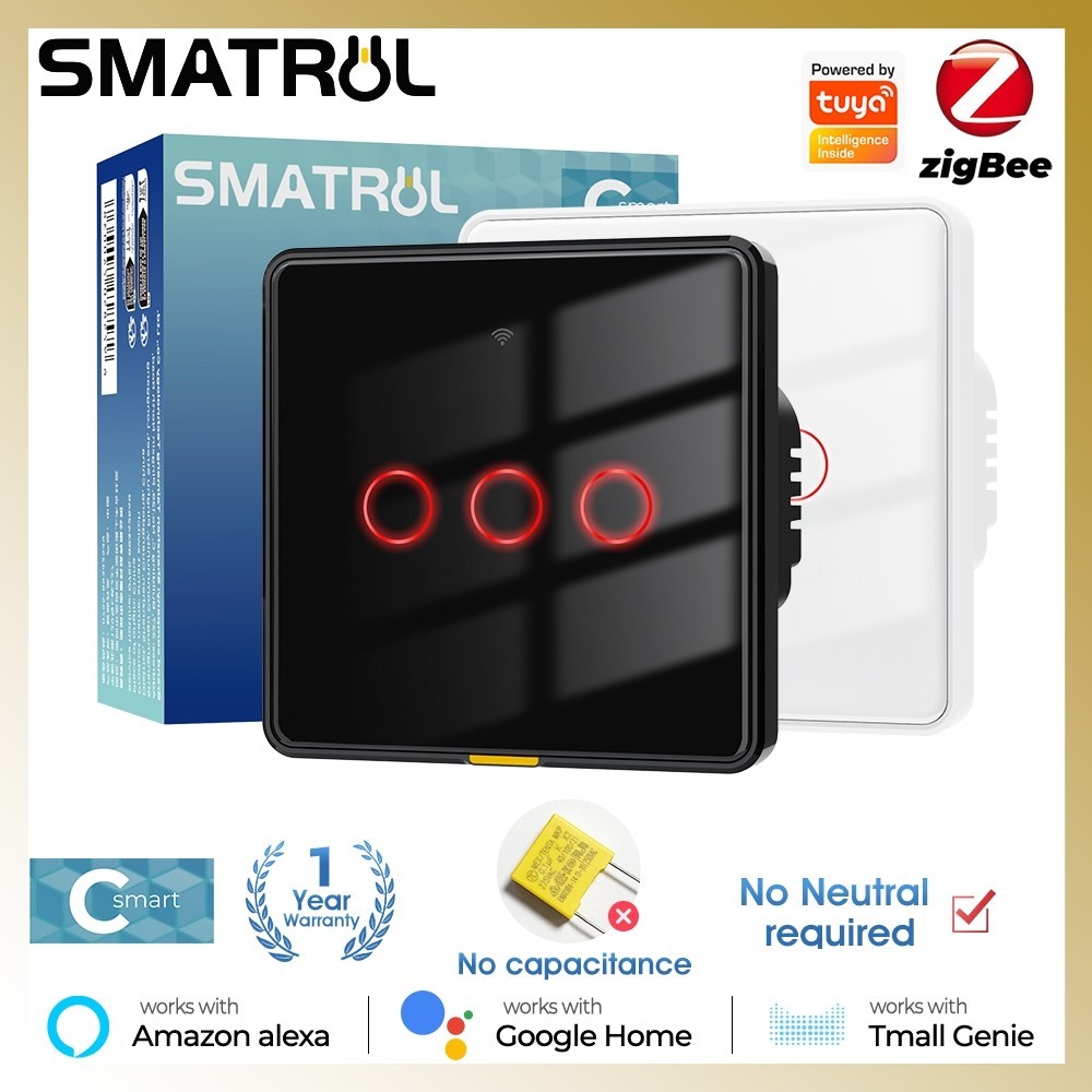 SMATRUL Smart Light Switch Tuya Zigbee No Neutral Wire No Capacitor ...