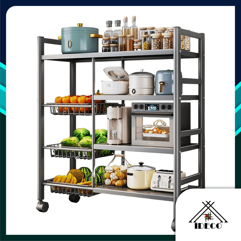 iDECOTM Kitchen Cabinet Rack Storage Shelves Kitchen Cart with Storage ...