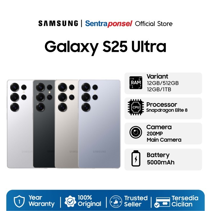 Samsung Galaxy S25 Ultra Smartphone AI Galaxy AI Kamera 200MP Prosesor Snapdragon 8 Elite S Pen - Garansi Resmi