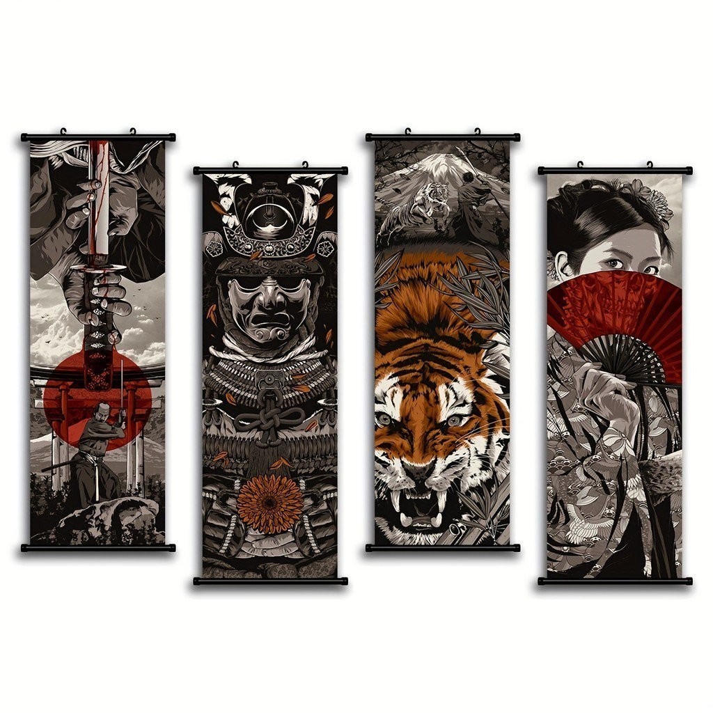 Hanging Scrolls Wall Pictures, Japanese Samurai Ukiyoe Tiger Canvas ...