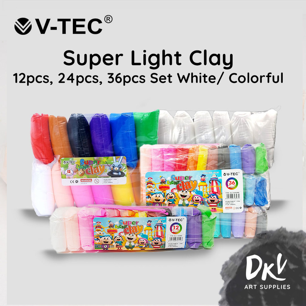 V-TEC Super Light Clay Set Mix Colors White Set/ VTEC Air Dry Clay ...
