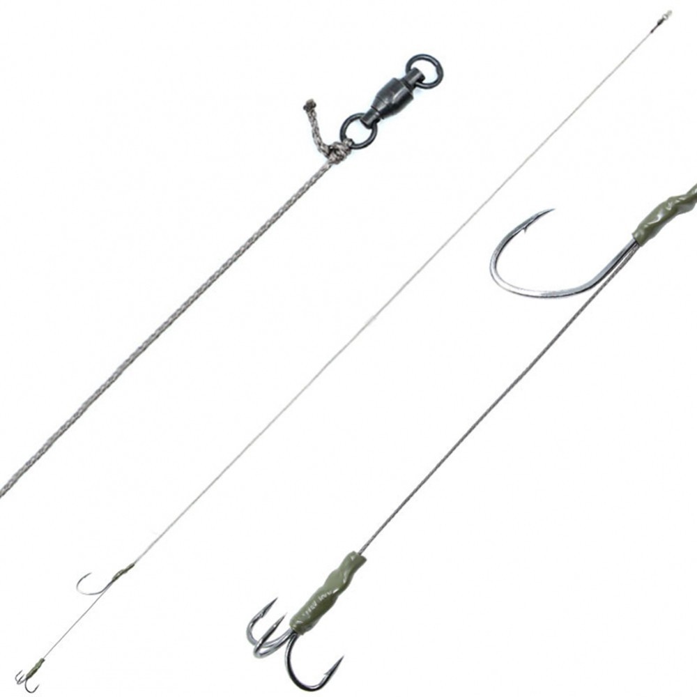 Golden Catch Single and Treble fishing Hook Catfish Rig 2 point wire ...