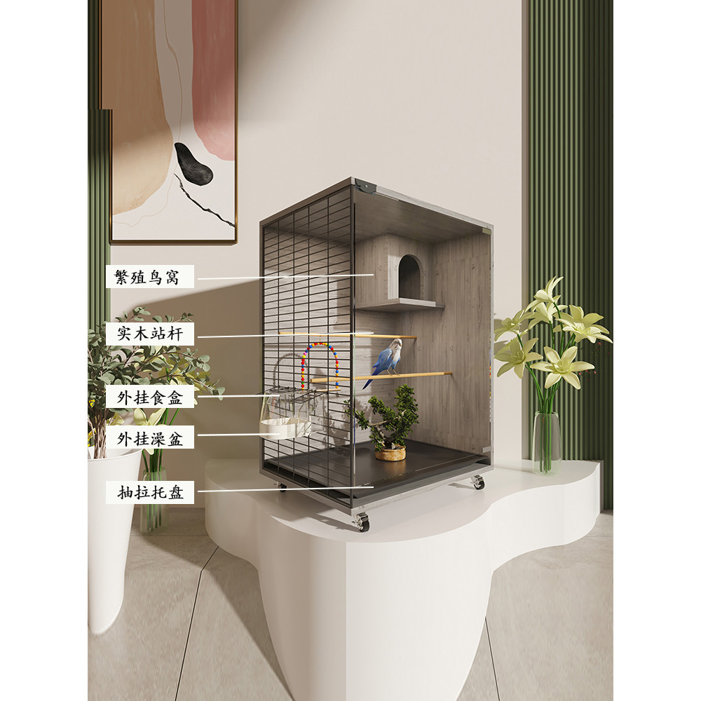 Constant Temperature Parrot Cockatiel Solid Wood Special Bird Cage ... - Bird Viewing Cages
